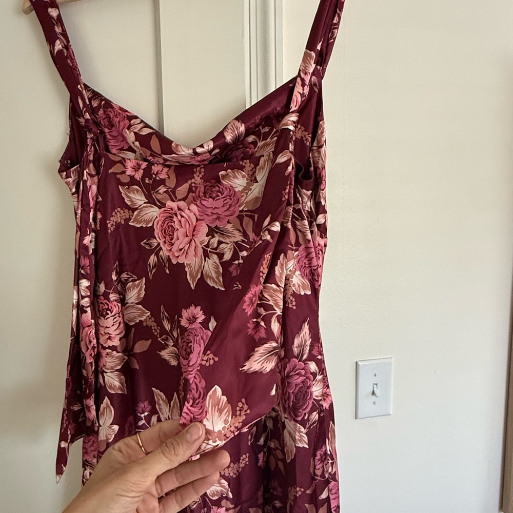 Vici Berry Pink Floral Satin Slip Maxi Dress-Never Worn - Picture 6 of 6